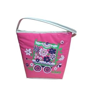 Vintage Pink Floral Insulated Tote Bag Retro Kitsch Lunch Cooler